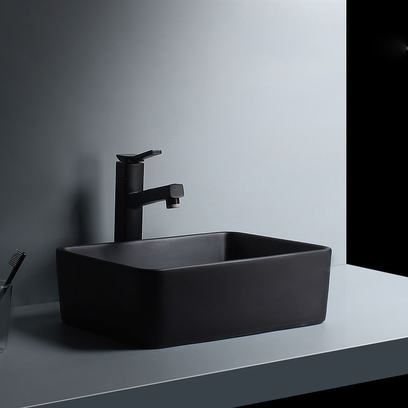 Modern Vessel Lavatory Sink Porcelain with Faucet and Basin Bathroom Sink