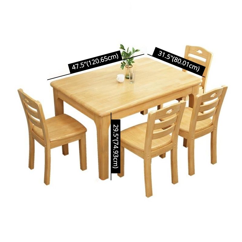 Contemporary Style Dining Room Table Set with Solid Wood Table and Chairs