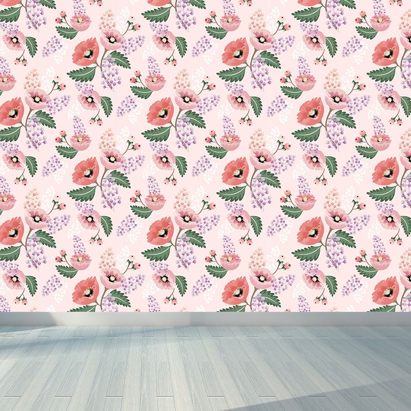 Papier peint mural à motif floral moderne, décoration murale personnalisée pour chambre à coucher, couleur douce