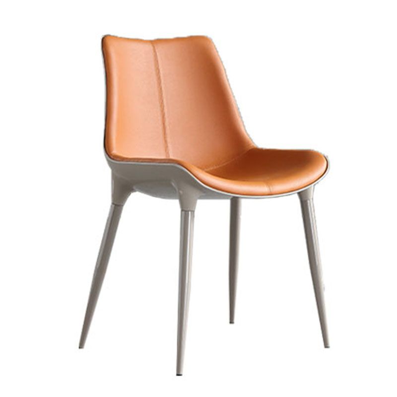 Silla de comedor de metal contemporáneo, sillas de comedor de cuero para uso doméstico