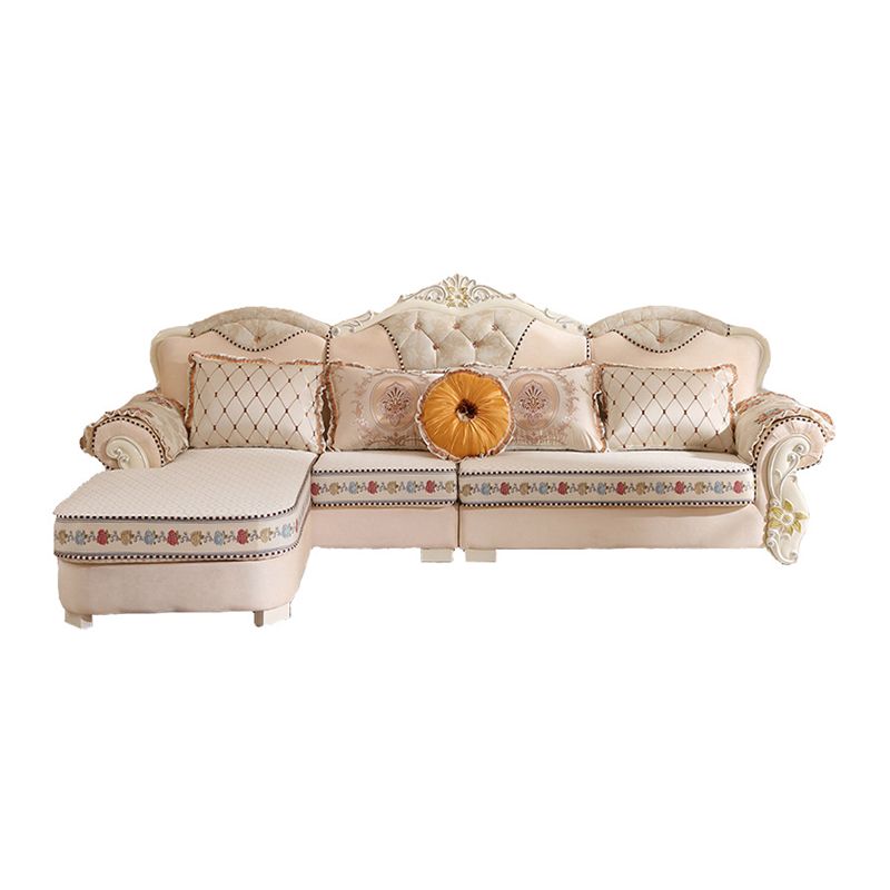 70" Wide French Country Sectional Sofa Fabric Sleeper Sectional