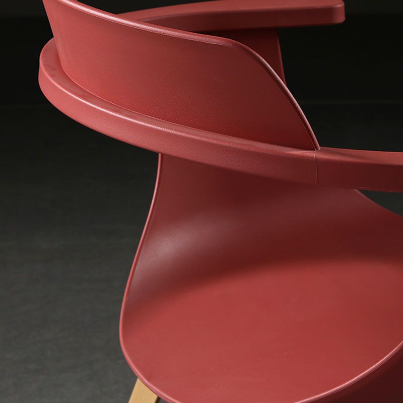 Modern Open Back Side Chair Plastic Arm Chair with Metal Base for Dining Room