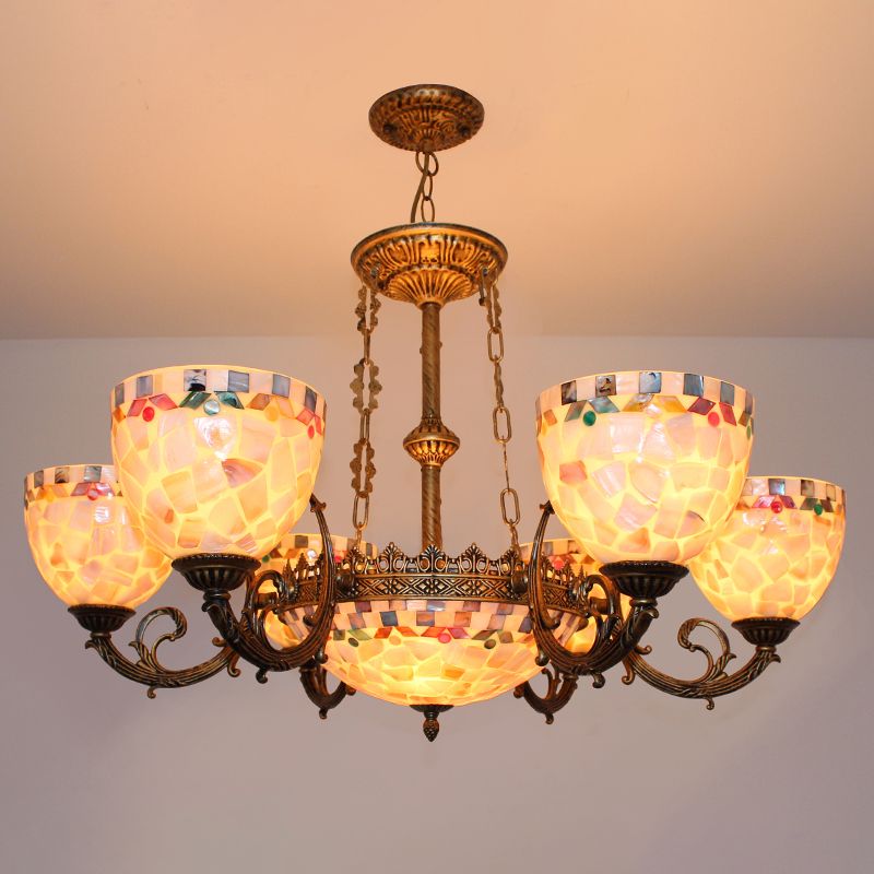 Lustre en bronze en vitrail