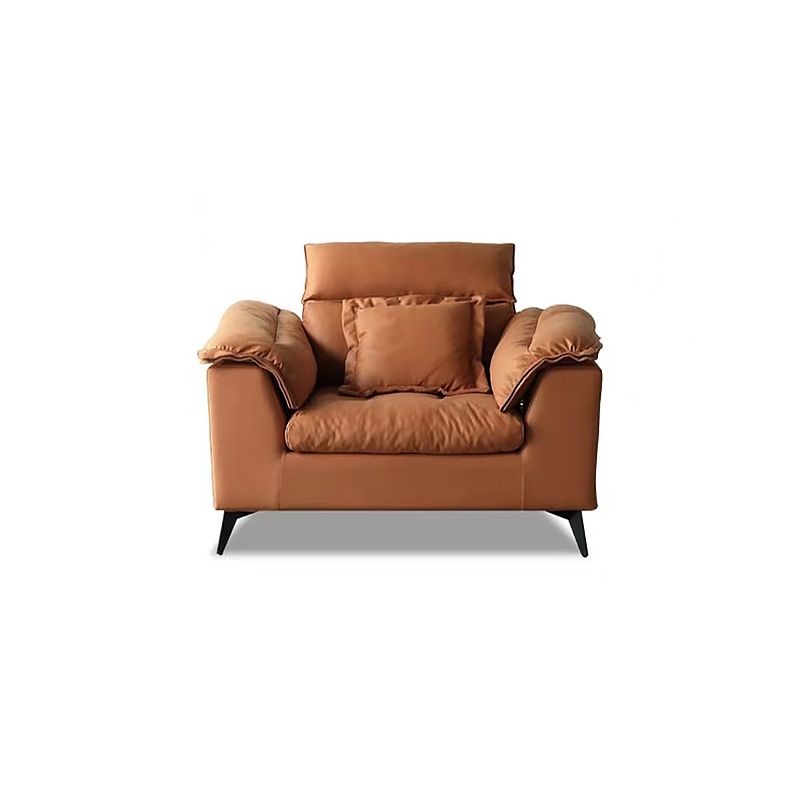 Contemporary Stain-Resistant Faux Leather Dark Gray for Living Room Sofa