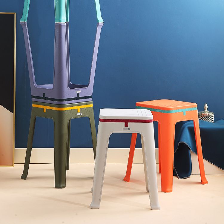 Glam Indoor-Outdoor Backless Dining Chair Plastic Stackable Side Chair