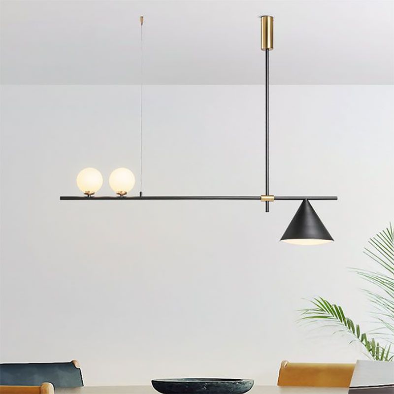 Triplo lampadario lineare Lamera lineare Contemporary Metal Island Lighting in nero/oro