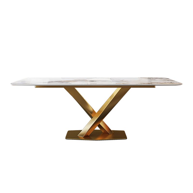 Glam Dining Set 1/2/5/7 Pcs Gold Sintered Stone Top Table with Wingback Side Chairs