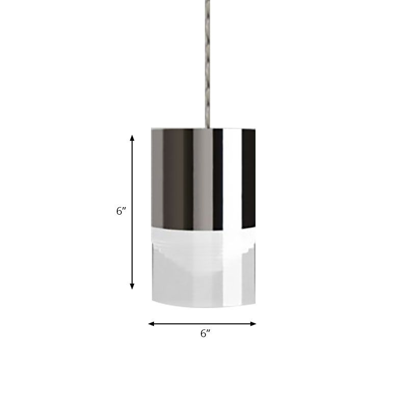 Lámpara colgante de cilindro de luz triple de metal simple y vidrio cromado Luz de cromo para barra