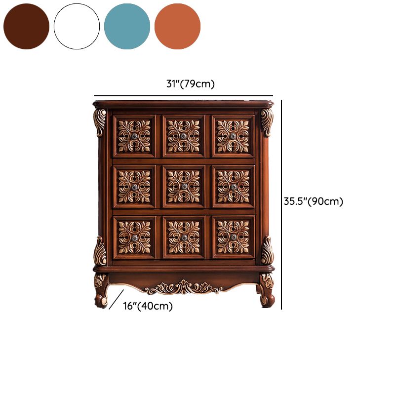 Traditional Wooden Storage Chest Home Vertical Chest with 3 Drawers