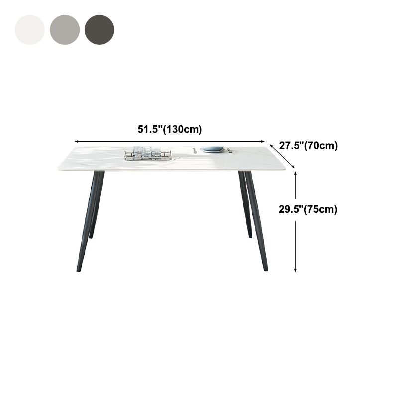 Rectangle Modern Stone Table Standard Height Table Dining with 4 Legs