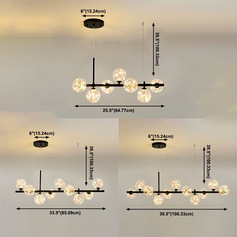 Modern Kitchen Island Lighting Oval Metal Island Ceiling Light with Glass Shade