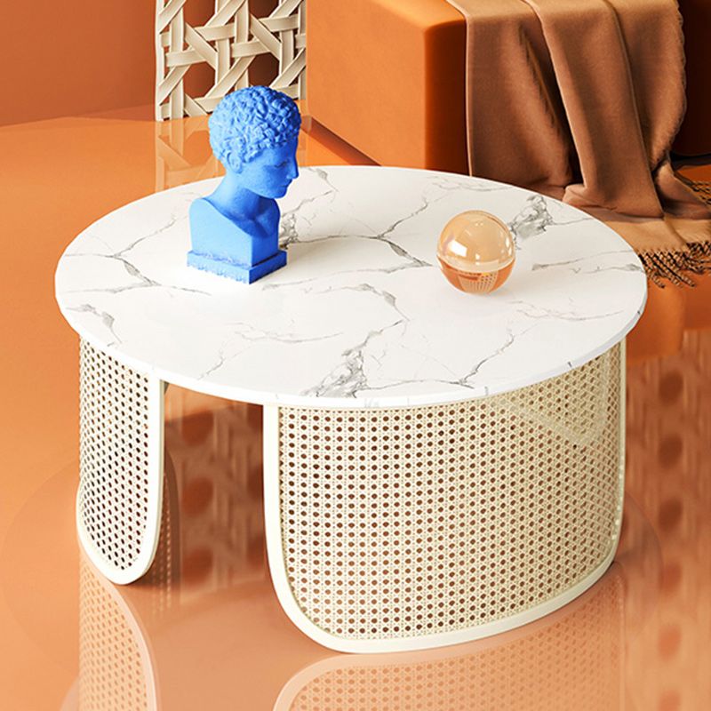 Contemporary Round Cocktail Table Single Slate Coffee Cocktail Table