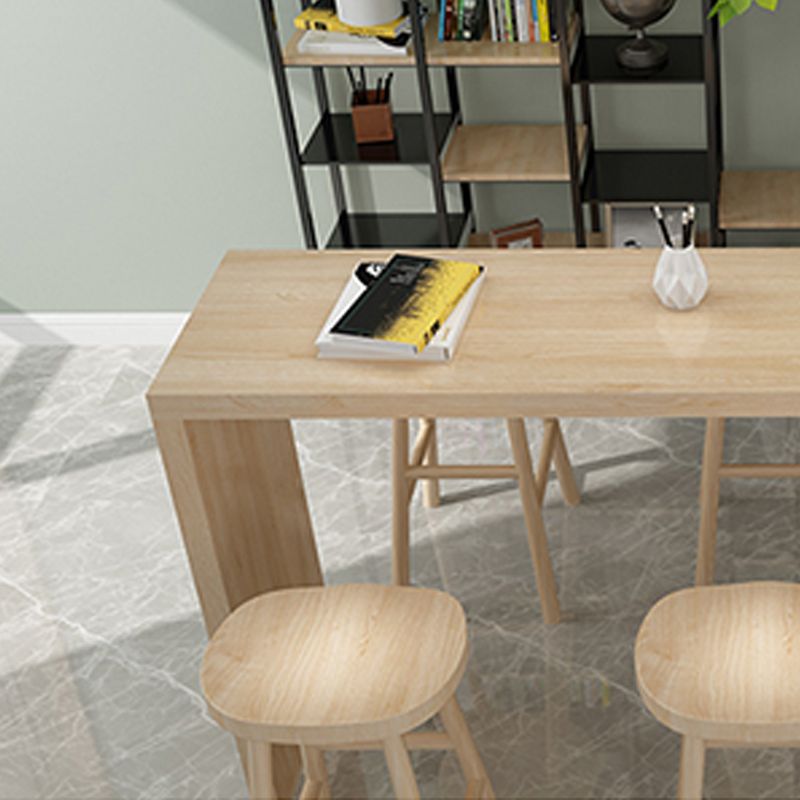 Modern Rectangle Solid Wood Bar Table Set 1/7 Pieces Counter Table with Backless Stools