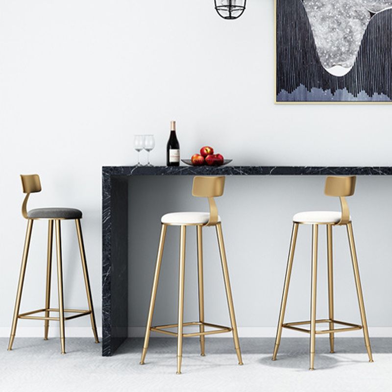 Glam Armless Backrest Counter Stool Iron Bar Stool with Cushion for Milk Tea Shop