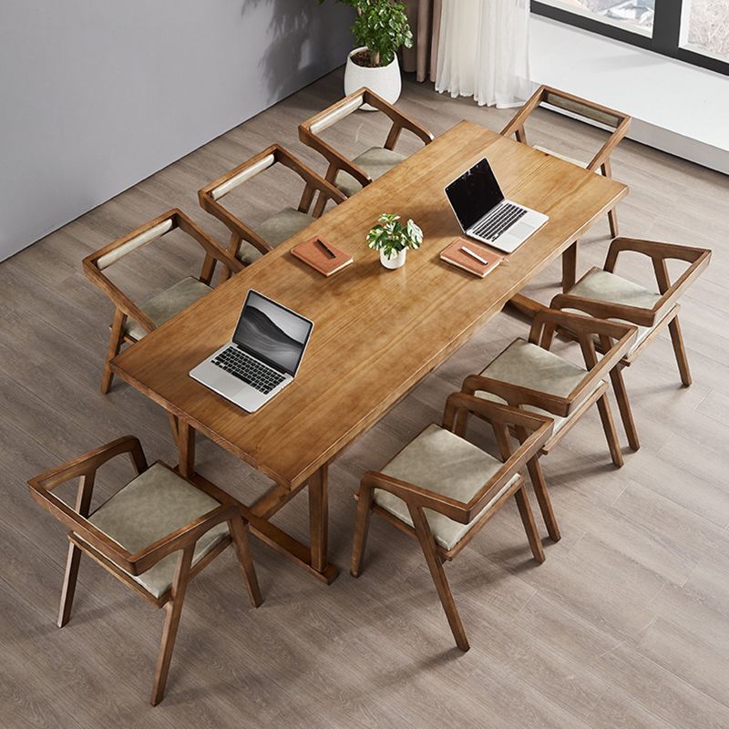 Mesa de comedor blanca de madera maciza rectángulo Simplicidad Mesa base de caballete para comedor