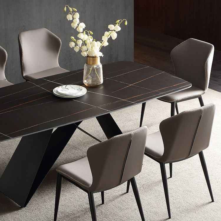 Modern Sintered Stone Top Dining Set Rectangle 1/4/5/7 Pieces Dining Area Table Set