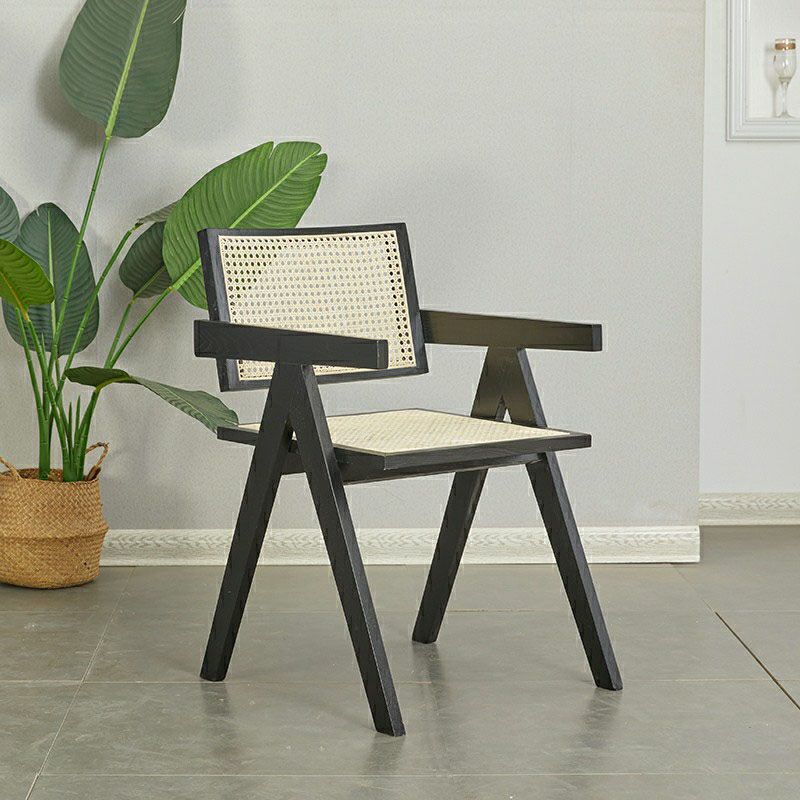 Contemporary Style Chair Arm Open Back Chair with Wood Legs for Home