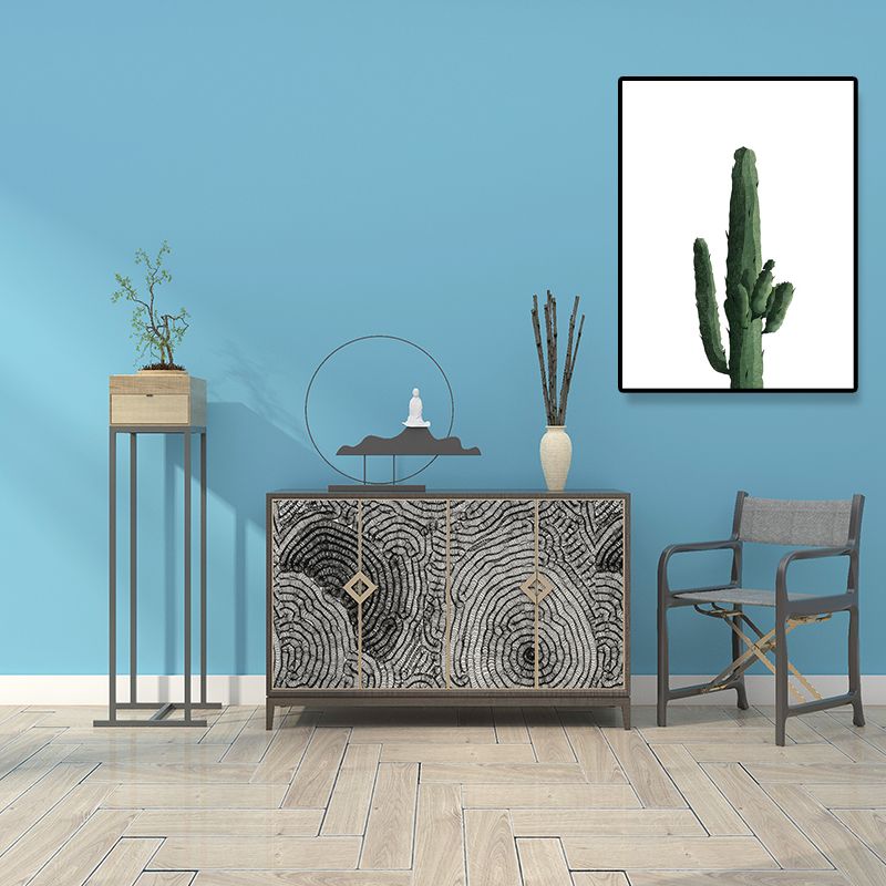 Tropical Plant Cactus Wall Art Green Textured Surface Canvas Print for Sitting Room