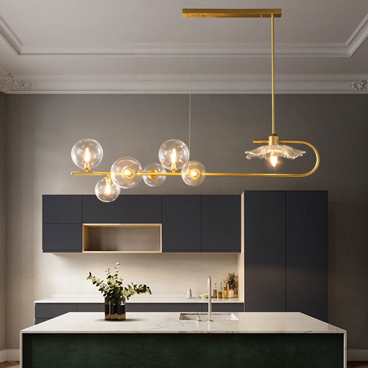 Luci a sospensione contemporanea illuminazione isola lineare lampada sospesa in oro