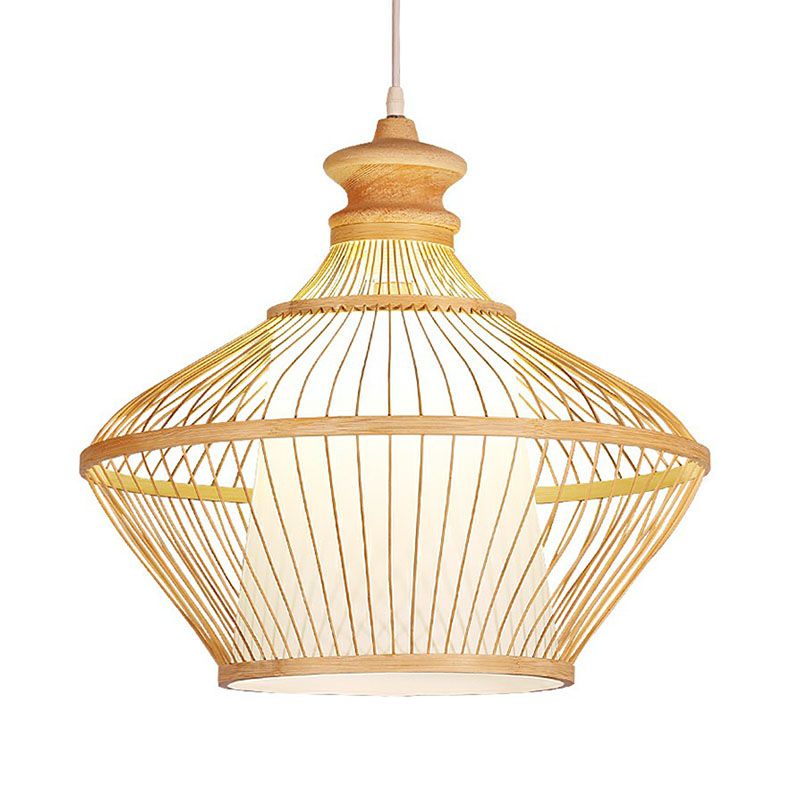 Curvy Tea Room Pendant Light Bamboo Single South-east Asia Suspension Light Fixture
