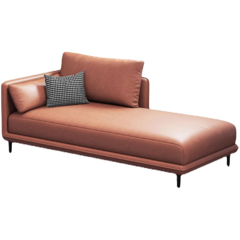 Modern Style Recessed Arms Chaise Living Room Faux Leather Chaise
