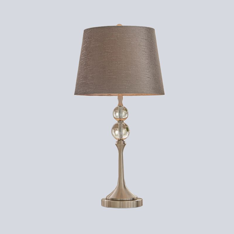 Conische kristallen bureaulamp, eigentijdse stof, 1 kop, 11"/13" brede grijze nachttafellamp