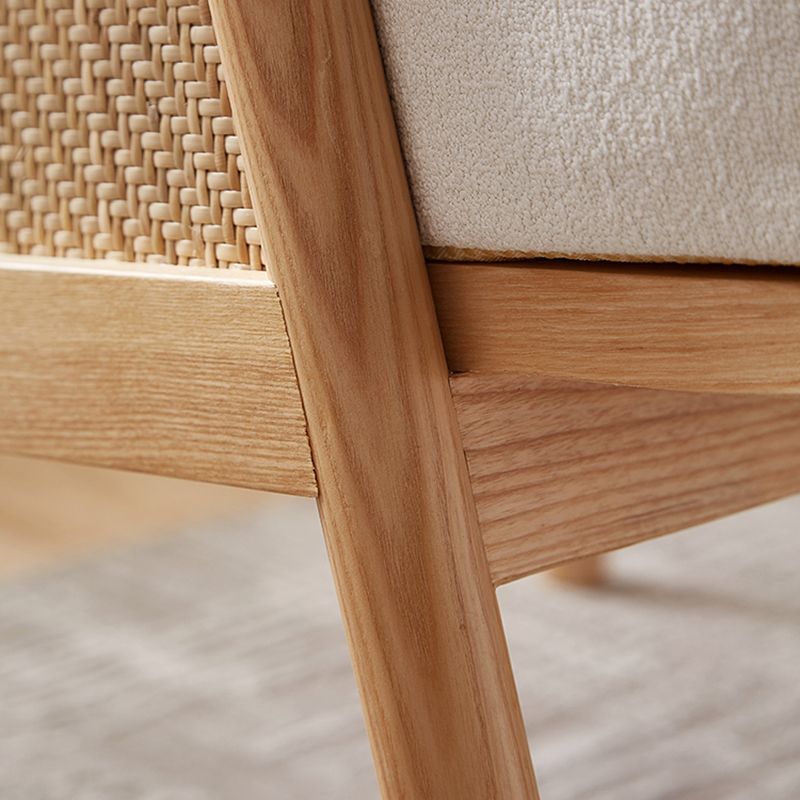 Solid Wood Frame Lounge Chair Arms Included Chair with Pillow
