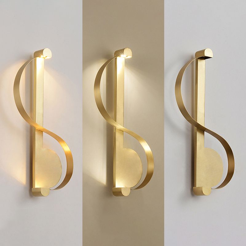 Simple Atmosphere Style Wall Lamp S Shape Brass Wall Mount Light for Living Room