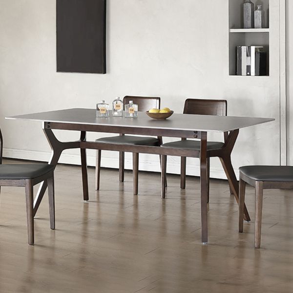 Mesa de comedor rectangular moderna de mediados de siglo Mesa de piedra sinterizada gris