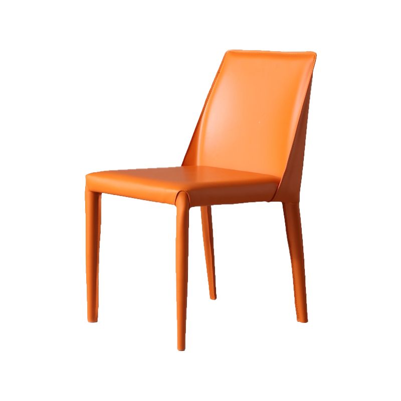 Minimalist Style Leather Dining Chairs Solid Back Armless Chairs for Home