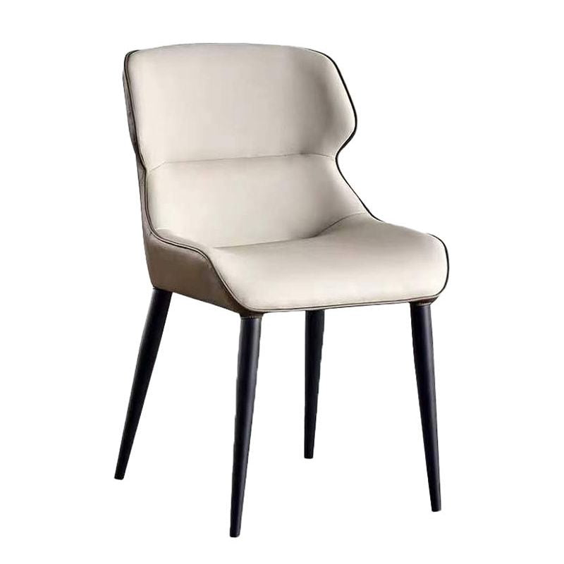 Sillas laterales de comedor de cuero con brazos y respaldo de estilo minimalista (juego de 2)