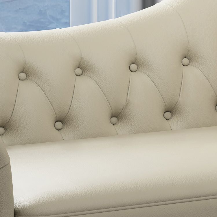Modern Style Rolled Arms Chaise Living Room Faux Leather Chaise