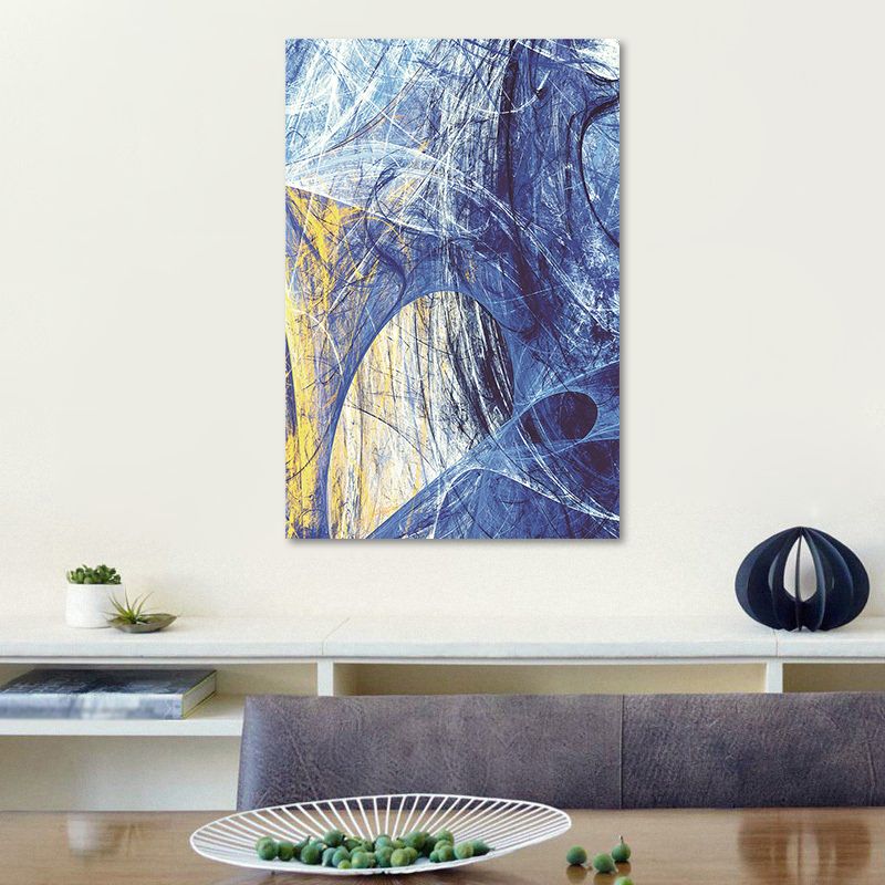 Modern Style Canvas Blue Abstract Pattern Wall Art Decor, Multiple Sizes Options