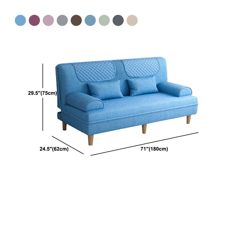 Contemporary Sofa with 2 Pillows Sleeper Recessed Arm Seating