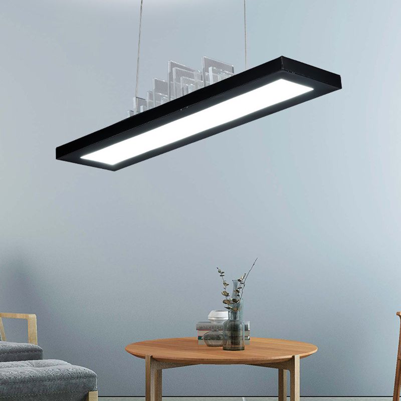 Rectangular LED Island Light Fixture Simplicity Acrylic Black Pendant Light for Dining Room