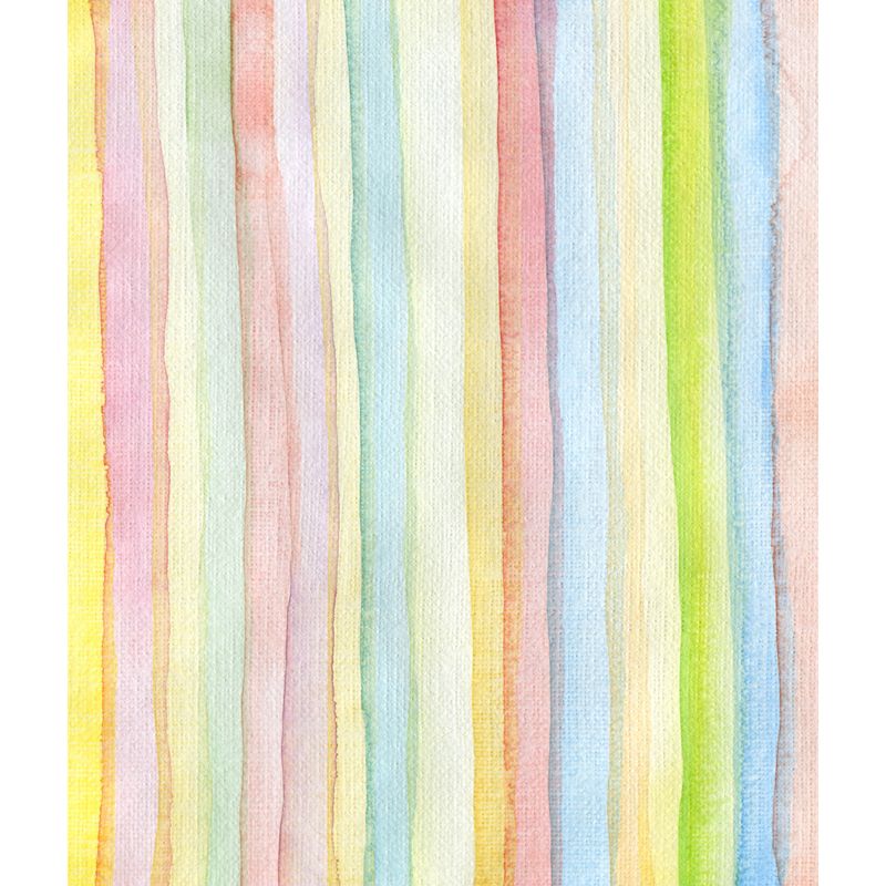Watercolor Stripes Wallpaper Mural Mediterranean Non-Woven Cloth Wall Art in Yellow