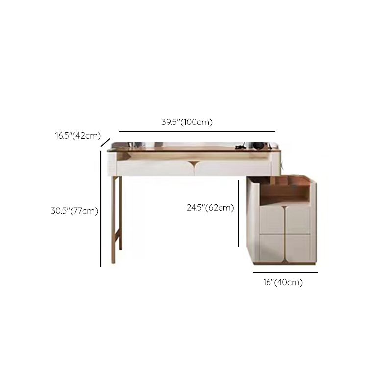 Glass Top Makeup Vanity Desk Storage Box Makeup Vanity Set with Drawer