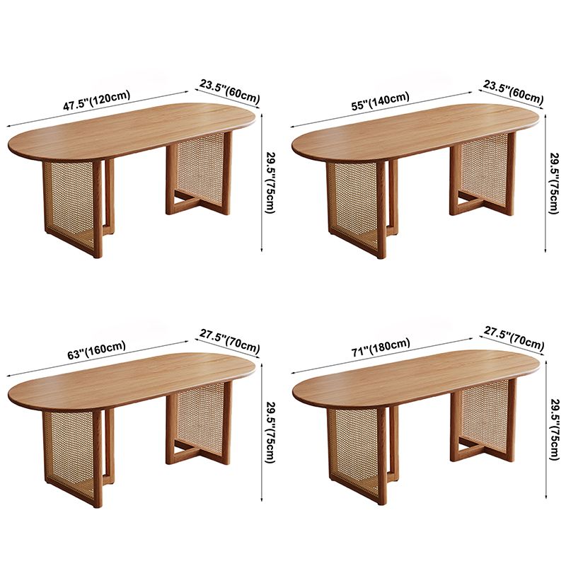 Pinewood Solid Wood Brown Tone Dining Table Simplicity Fixed Table for Dining Room