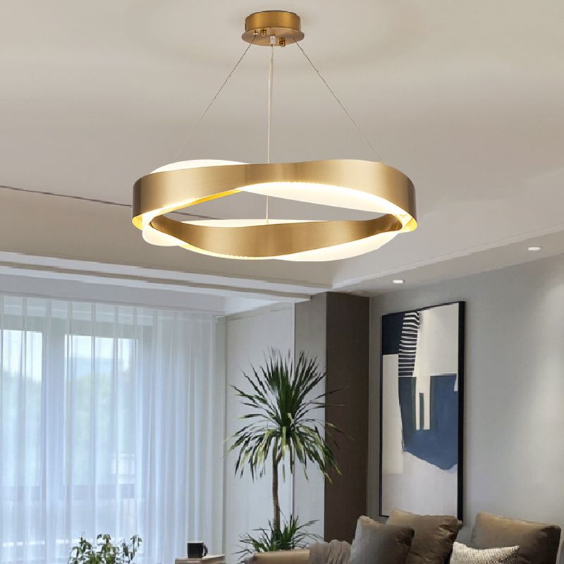 1-Licht-Suspension Licht postmoderner Ringform Metall Kronleuchterleuchter in Gold