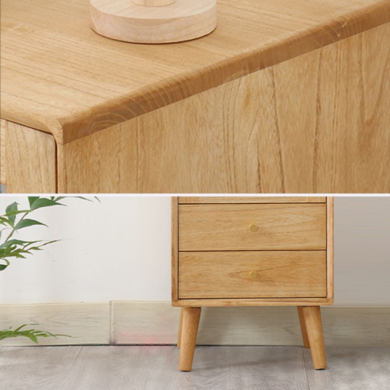 Modern Glass Paned Accent Cabinet 1-Door Solid Wood Chest with 2 Drawers