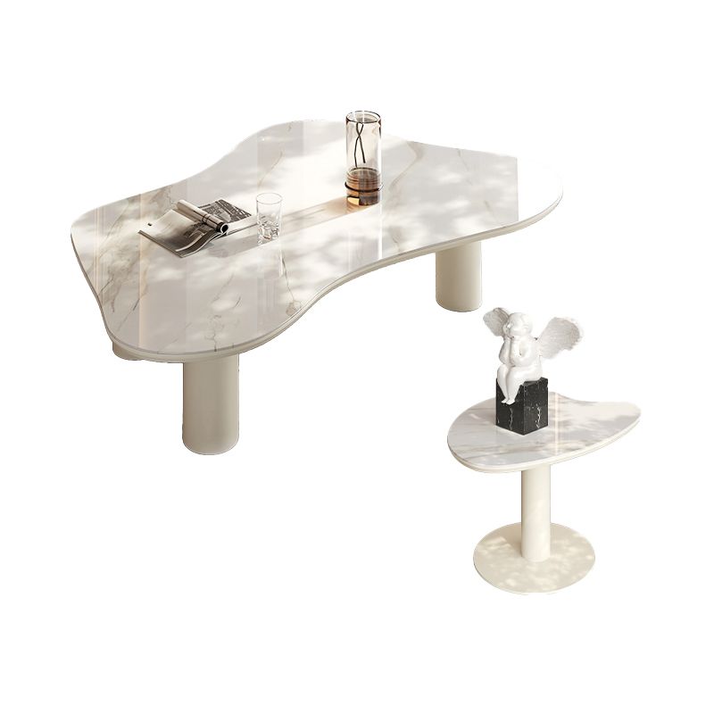 Marble White Single Coffee Table Modern Free-Form Coffee Table