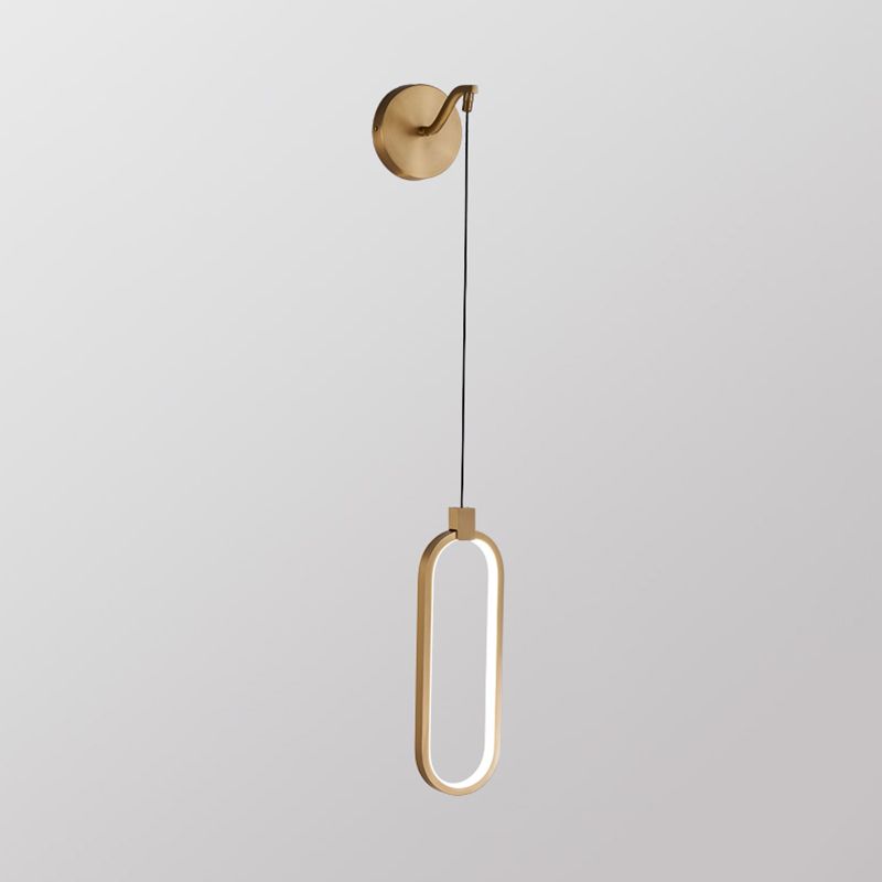 Metal Oval Shape Wall Light Modern Style 1 Light Wall Mount Fixture