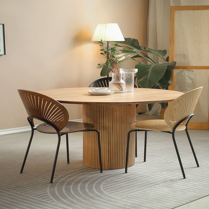 1/2/3/4 pc's houten moderne eetkamer set met ronde tafel en metalen stoelen dinette set