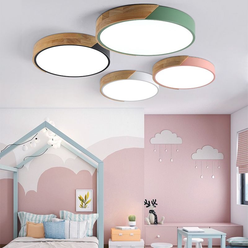 Geometry Shape LED Ceiling Lamp Modern Macaroon Iron 1 Light Flush Mount for Study Aisle