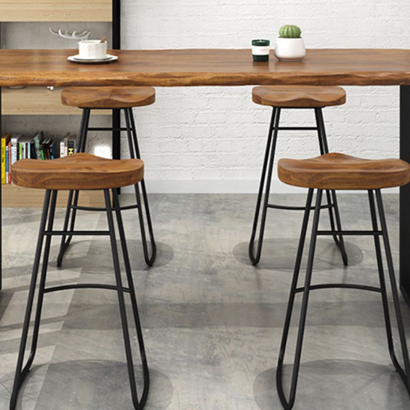 1/4/5 Pieces Industrial Rectangle Wooden Table Set Counter Table with Backless Stools