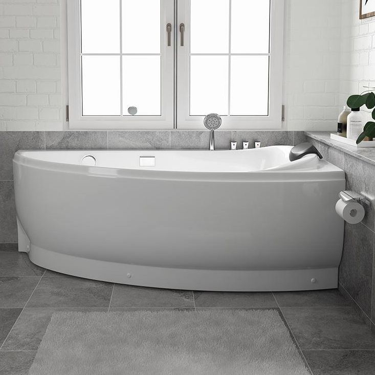 Modern Corner Bath Back to Wall Acrylic Soaking White Bathtub