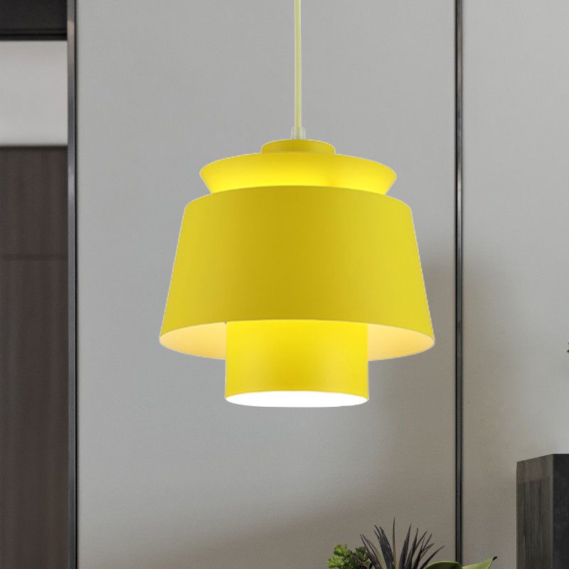Lámpara de luz colgante de estilo modernista Metálico 1 cabezal Lámpara colgante de sala de estar en negro/gris
