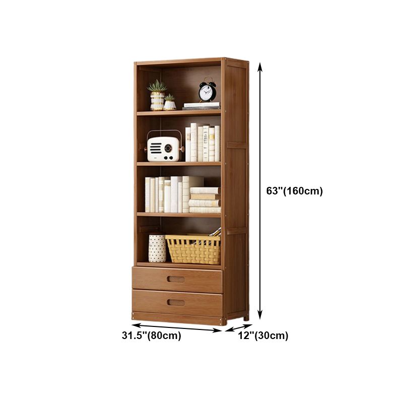 Contemporary Vertical Standard Bookcase Brown Manufactured Wood Bookshelf
