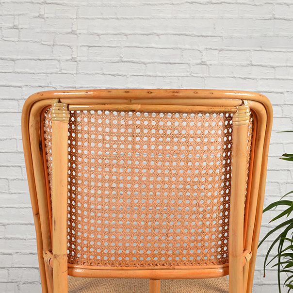 Contemporary Armless Wicker Chair Home Cane Back Dining Chair