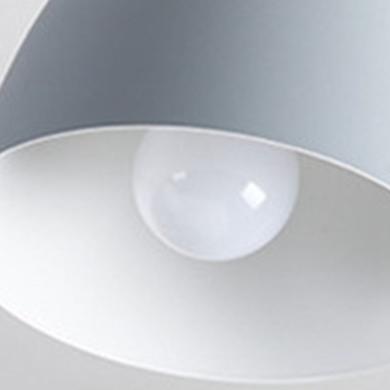 Iron Glass Chandelier Modern Simple Macaroon Style 1 Light in White for Dining Room or Bedroom